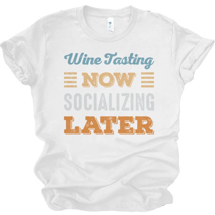 Wine Tasting Now Minimal Socializing Introvert Vintage Unisex Jersey T-Shirt