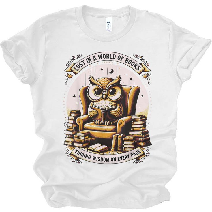 Wise Owl Reading Books Unisex Jersey T-Shirt