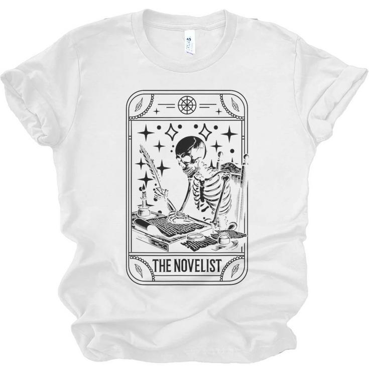 Writer Novelist Book Poetry Author Skeleton Tarot Card Unisex Jersey T-Shirt
