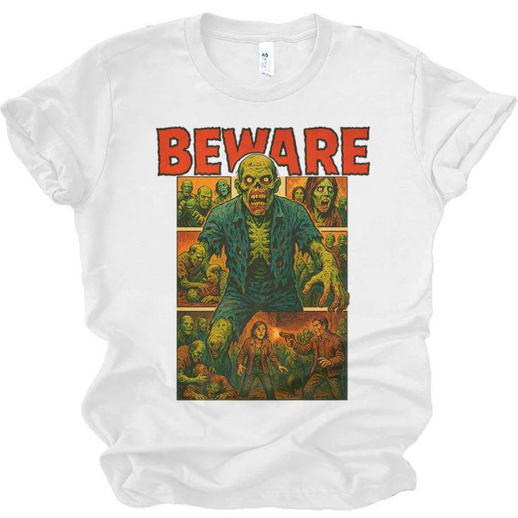 Zombie Tee Horror Movie Poster Vintage Comic Book Graphic Premium Unisex Jersey T-Shirt