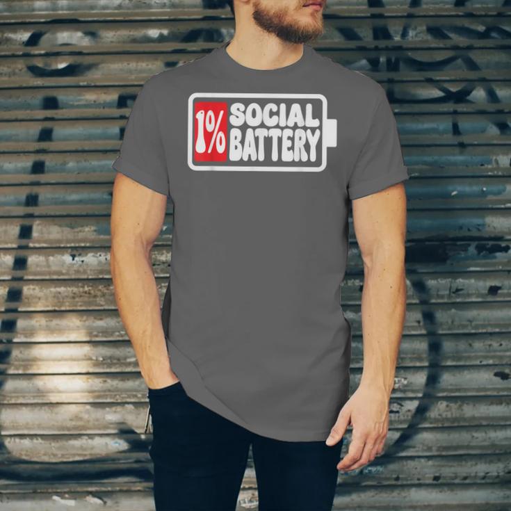 1 Social Battery Sarcastic Introverted Men Women Unisex Jersey T-Shirt