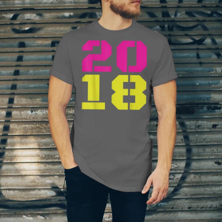 2018 Big Neon Numbers For The New Year Or Graduation Unisex Jersey T-Shirt