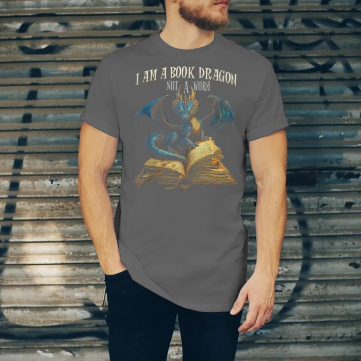 3 Bookish Quote I Am a Book Dragon Not a Worm Reading Book Unisex Jersey T-Shirt