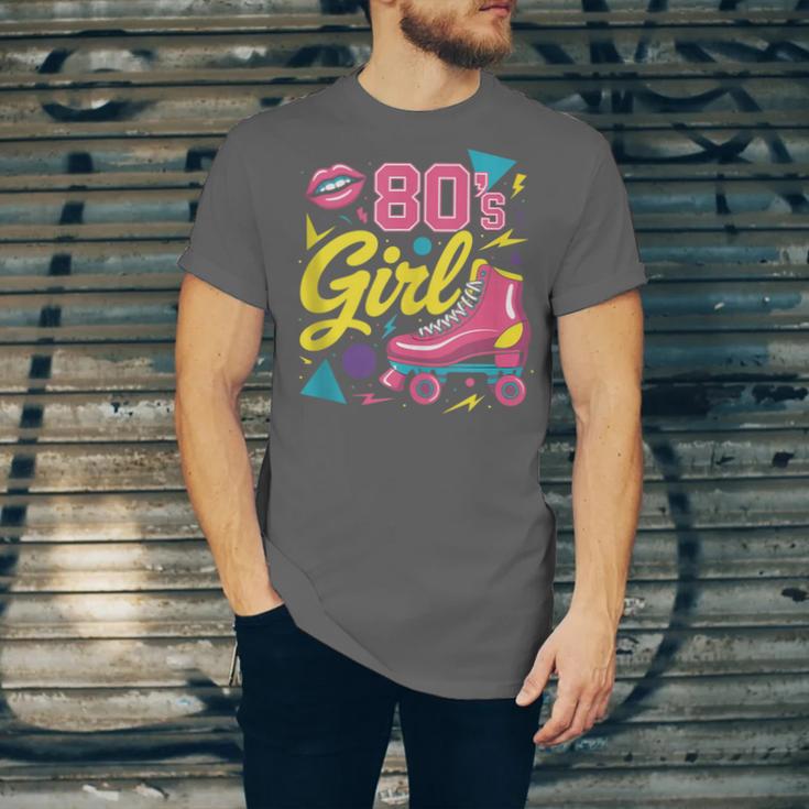 80's Girl Roller Skates Skating Eighties 1980s Nostalgia Unisex Jersey T-Shirt