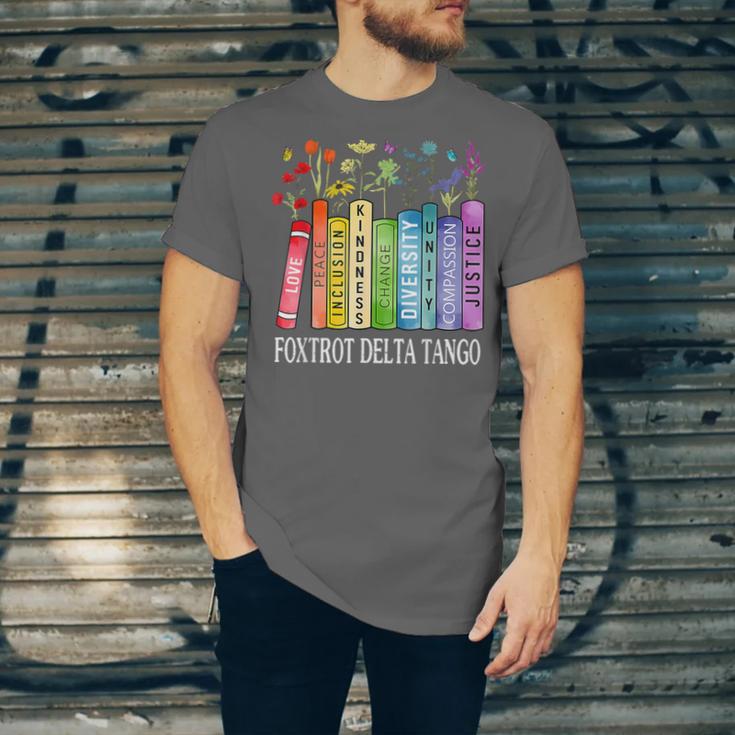 8647 Foxtrots Tangos Deltas Book Flower Resist Book Lovers Unisex Jersey T-Shirt