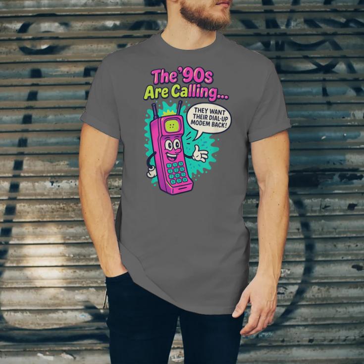 The 90s Are Calling Retro 90s Kid Nostalgia Gag Meme Unisex Jersey T-Shirt