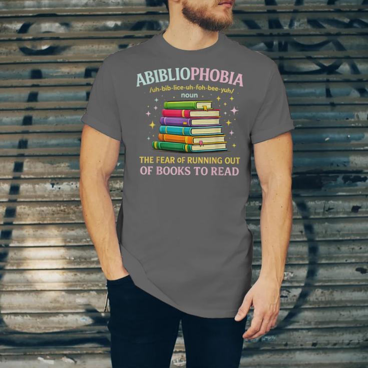 Abibliophobia Bibliophilia Abibliophobia Book Lovers Unisex Jersey T-Shirt