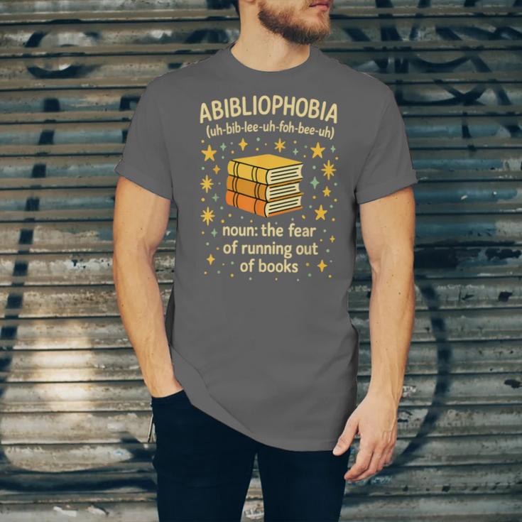 Abibliophobia Book Lover Reading Humor Graphic Unisex Jersey T-Shirt Abibliophobia Book Lover Reading Humor Graphic Unisex Jersey T-Shirt