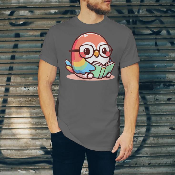 Adorable Book Lover Parrot With Reading Glasses Cute Unisex Jersey T-Shirt