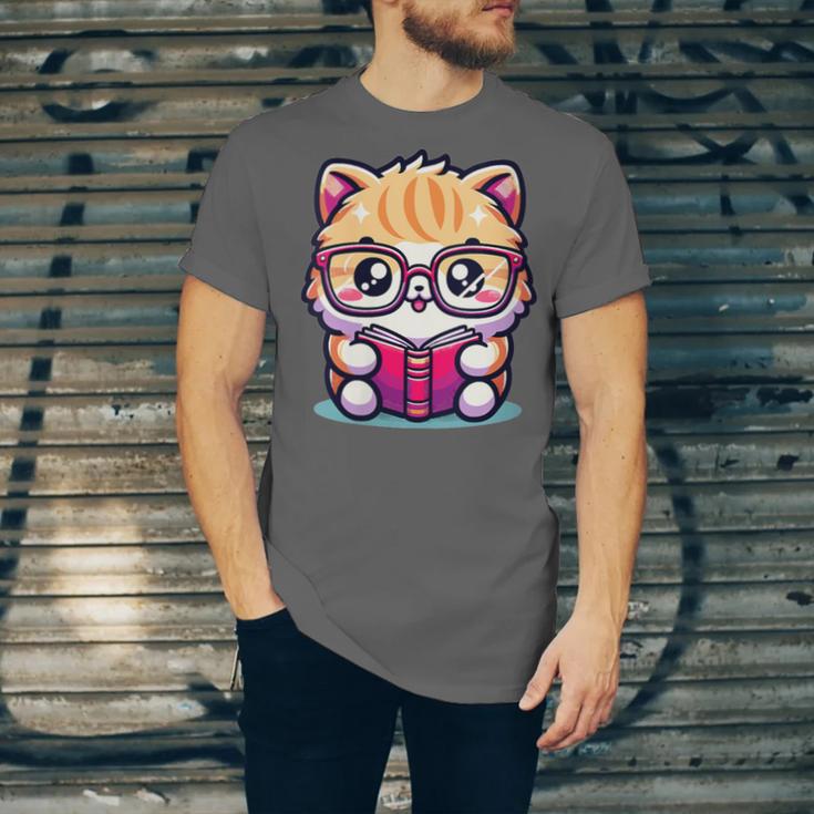 Adorable Book Lover Persian Cat With Reading Glasses Cute Unisex Jersey T-Shirt