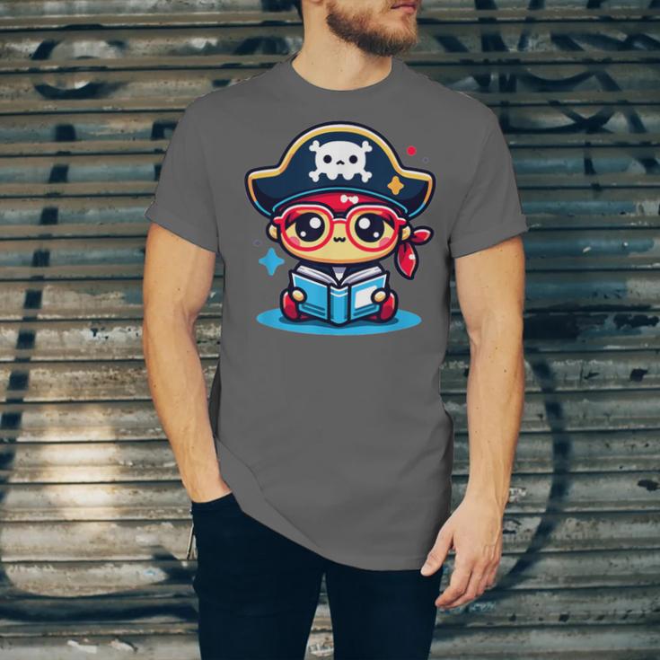 Adorable Book Lover Pirate With Reading Glasses Cute Unisex Jersey T-Shirt