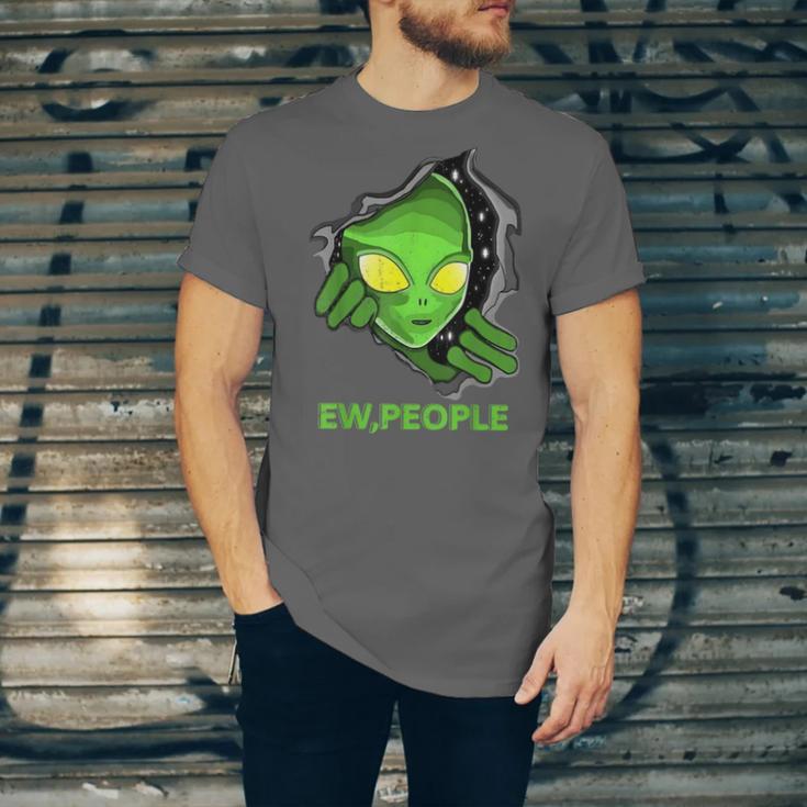 Alien Face Ew People UFO Introvert Meme Men Women Kids Unisex Jersey T-Shirt