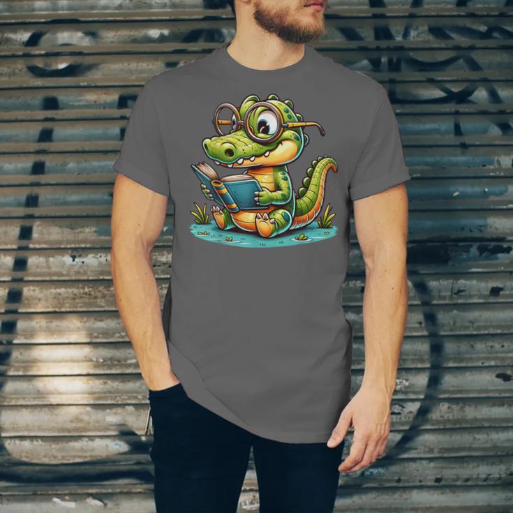 Alligator Reading a Book Animal Unisex Jersey T-Shirt Alligator Reading a Book Animal Unisex Jersey T-Shirt