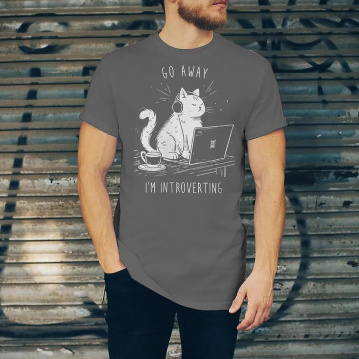 Antisocial Introvert Cat With Coffee On Computer Emo Goth Unisex Jersey T-Shirt Antisocial Introvert Cat With Coffee On Computer Emo Goth Unisex Jersey T-Shirt