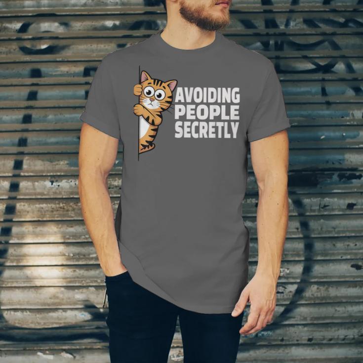 Avoiding People Secretly Cat Introvert Humor Unisex Jersey T-Shirt Avoiding People Secretly Cat Introvert Humor Unisex Jersey T-Shirt