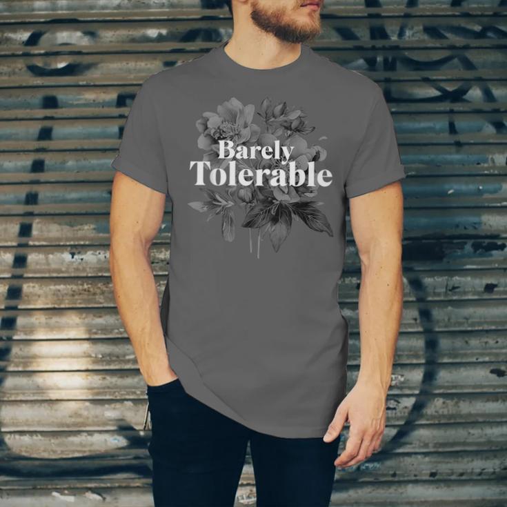 Barely Tolerable Shirt Floral Book Lover Quote Bookish Unisex Jersey T-Shirt Barely Tolerable Shirt Floral Book Lover Quote Bookish Unisex Jersey T-Shirt