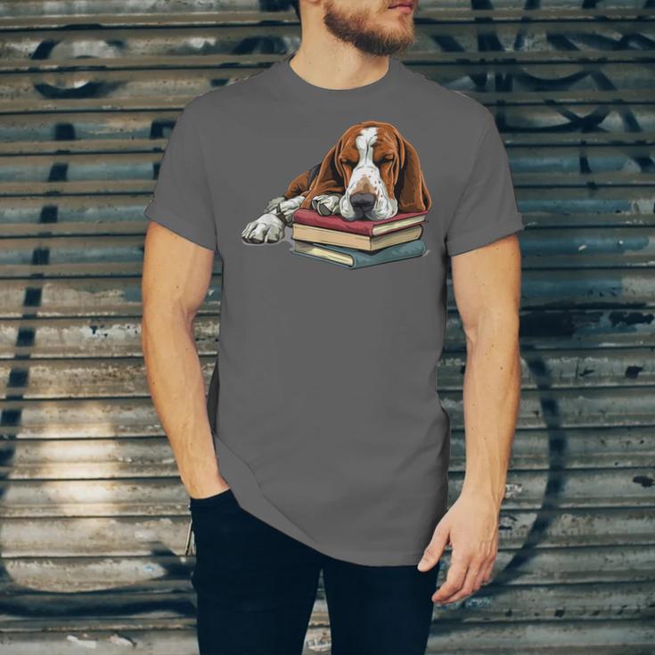 Basset Hound Books Dog Breed Graphic Unisex Jersey T-Shirt