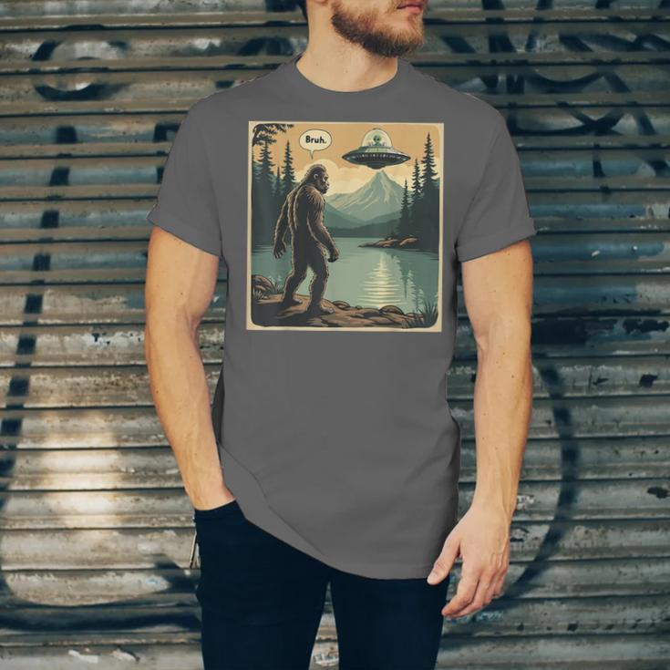 Bigfoot Sasquatch Alien Spaceship UFO Introvert Bruh Unisex Jersey T-Shirt Bigfoot Sasquatch Alien Spaceship UFO Introvert Bruh Unisex Jersey T-Shirt