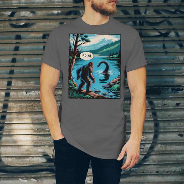 Bigfoot Sasquatch Loch Ness Monster Introvert Bruh Unisex Jersey T-Shirt