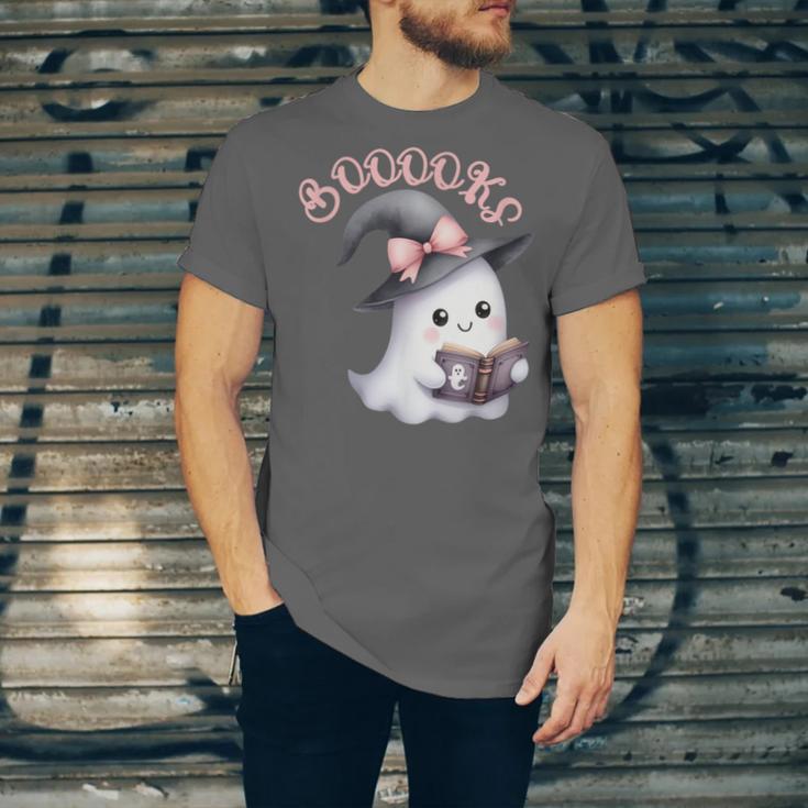 Boo Ghost Books Coquette Bow Halloween Women School Teacher Unisex Jersey T-Shirt Boo Ghost Books Coquette Bow Halloween Women School Teacher Unisex Jersey T-Shirt