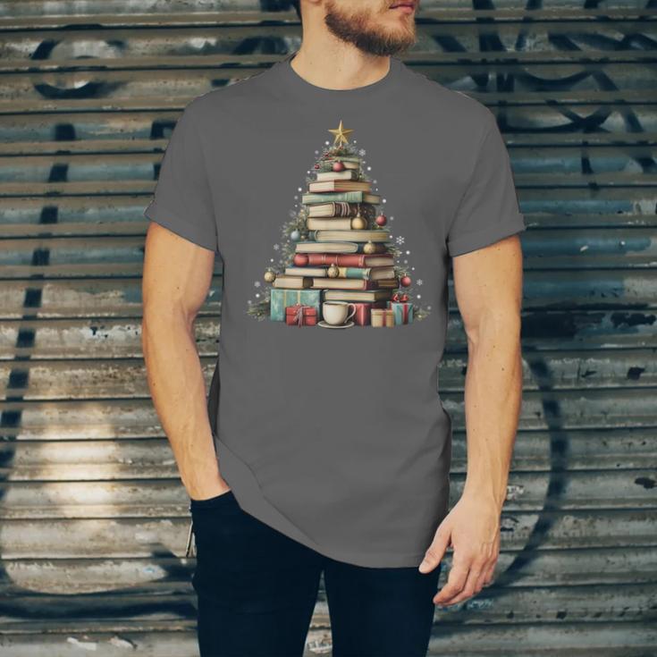 Book Christmas Tree Books Lovers Xmas Teacher Men Women Kids Unisex Jersey T-Shirt