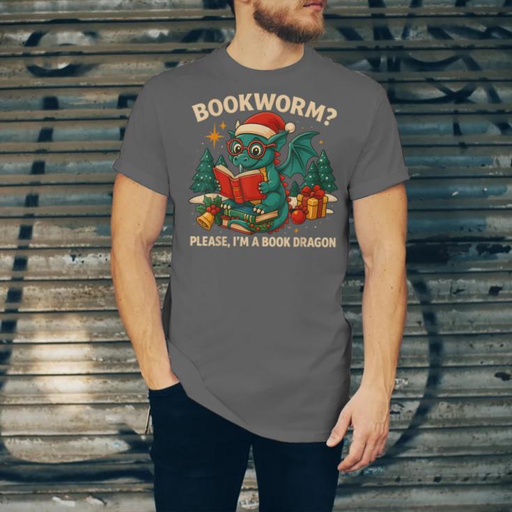 Book Dragon Christmas Reading For Fantasy Lovers Unisex Jersey T-Shirt