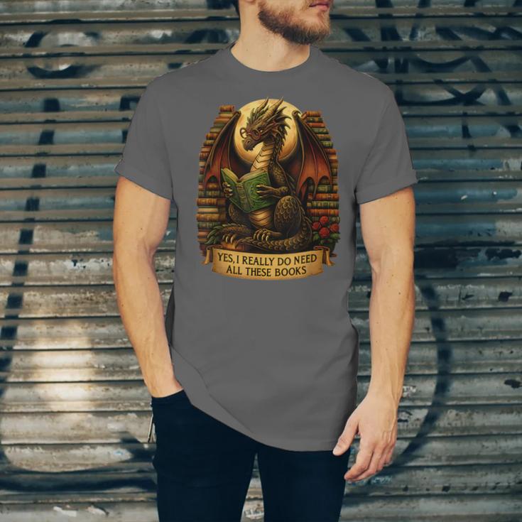 Book Dragon Yes I Really Do Need All These Books Men Women Unisex Jersey T-Shirt