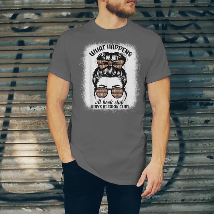 Book Lover What Happens At Book Club Stays Messy Bun Girls Unisex Jersey T-Shirt