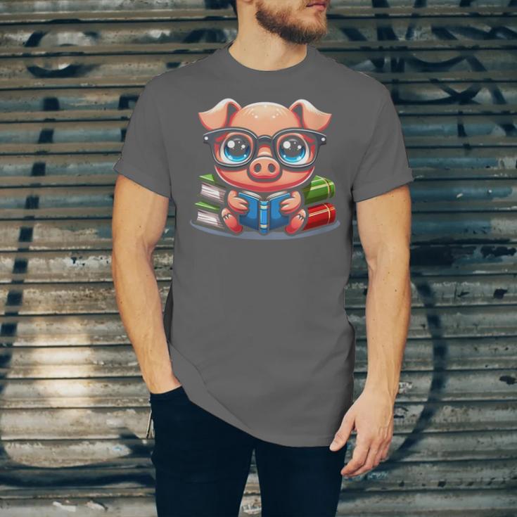 Book Lover Reading Pig Unisex Jersey T-Shirt
