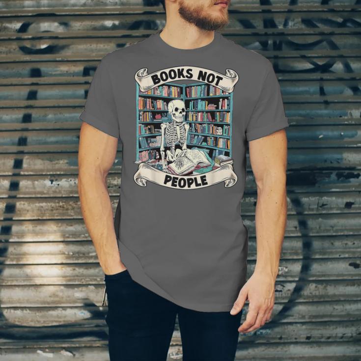 Book Lover Skeleton Reading Love Books Not People Unisex Jersey T-Shirt