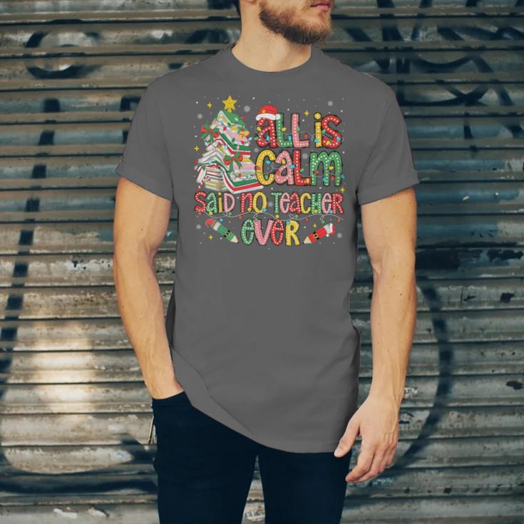 Book Tree All Is Calm Said No Teacher Ever Christmas Unisex Jersey T-Shirt