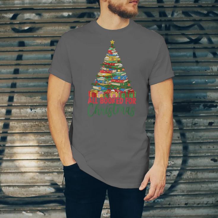 All Booked For Christmas Reading Books Librarian Holiday Unisex Jersey T-Shirt