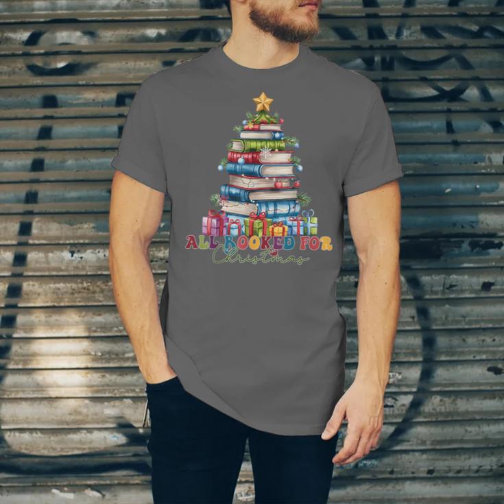 All Booked For Christmas Teacher Reading Student Bookworm Unisex Jersey T-Shirt
