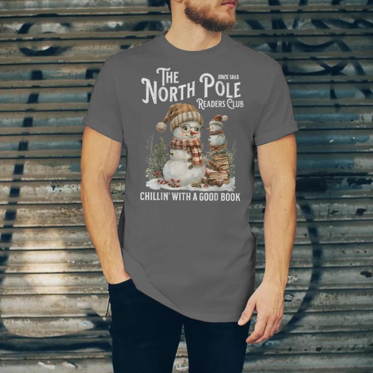 Bookish Christmas North Pole Book Club Snowman Book Worm Unisex Jersey T-Shirt
