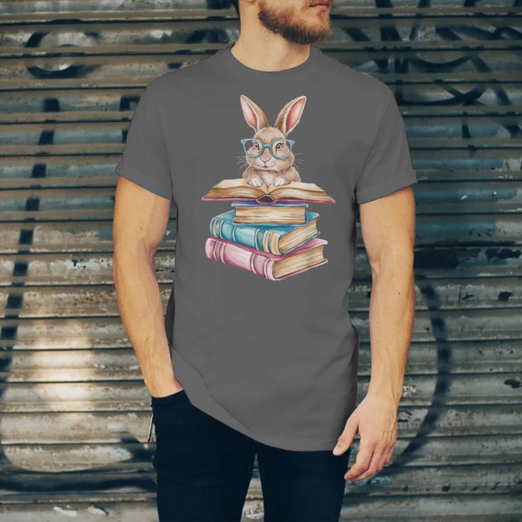 Books Bookworm Reader Book Cute Reading Bunny With Glasses Unisex Jersey T-Shirt