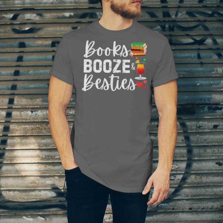 Books Booze And Besties Book Lover Bestie Squad Twinning Unisex Jersey T-Shirt