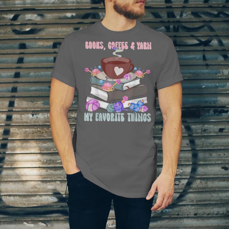 Books Coffee Yarn Lover My Favorite Things Unisex Jersey T-Shirt