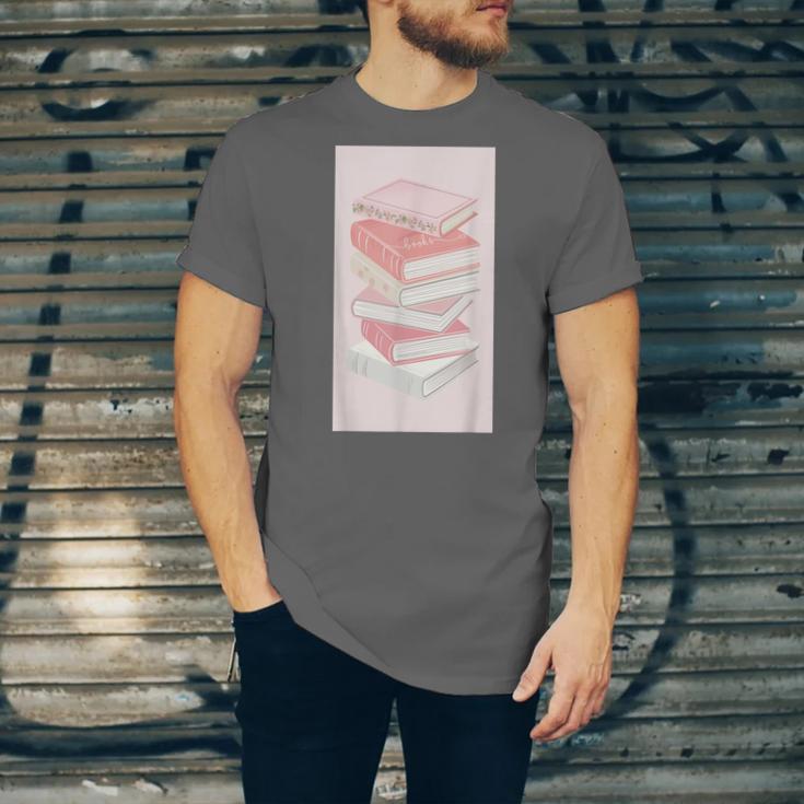 Books Flowers Art Flower Stack Pastel Feminine Unisex Jersey T-Shirt