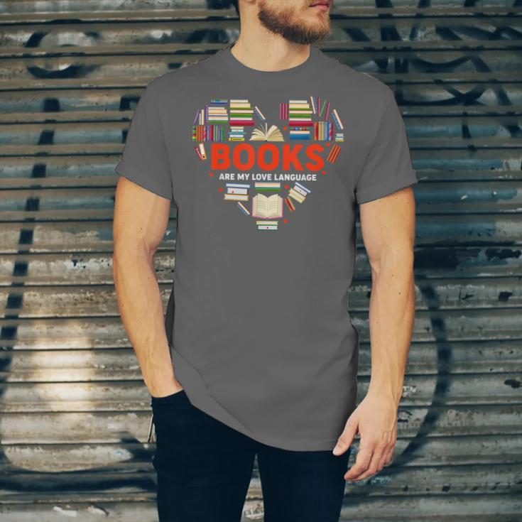 Books Heart Valentines Day Books Are My Love Language Unisex Jersey T-Shirt