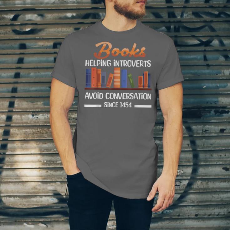 Books Helping Introverts Avoid Conversation Book Reading Unisex Jersey T-Shirt