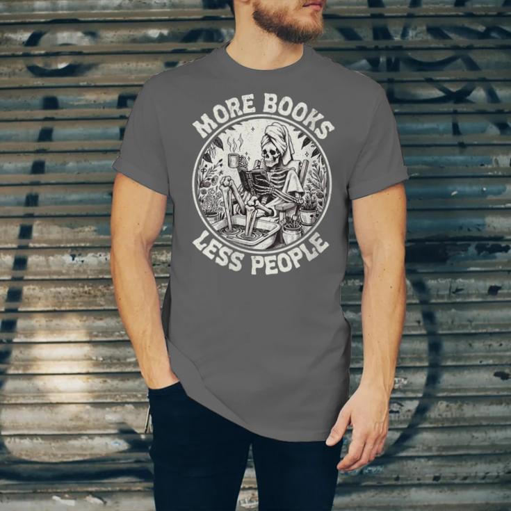 More Books Less People Introvert Skeleton Reading Unisex Jersey T-Shirt More Books Less People Introvert Skeleton Reading Unisex Jersey T-Shirt