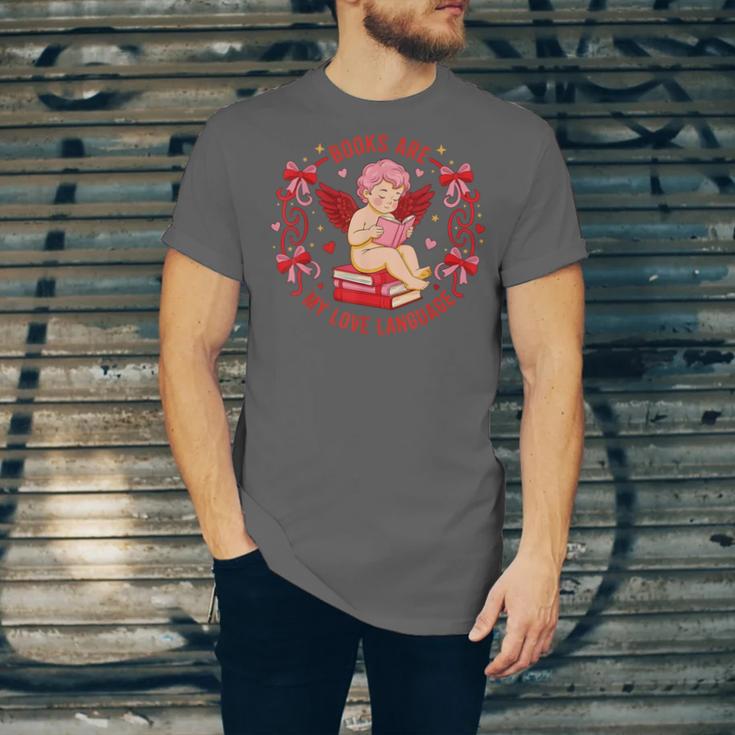 Books Are My Love Language Cupid Reading Book Valentines Day Unisex Jersey T-Shirt