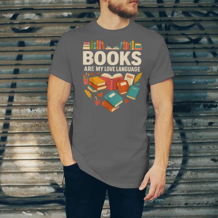 Books Are My Love Language Reading Lover Librarian Valentine Unisex Jersey T-Shirt Books Are My Love Language Reading Lover Librarian Valentine Unisex Jersey T-Shirt