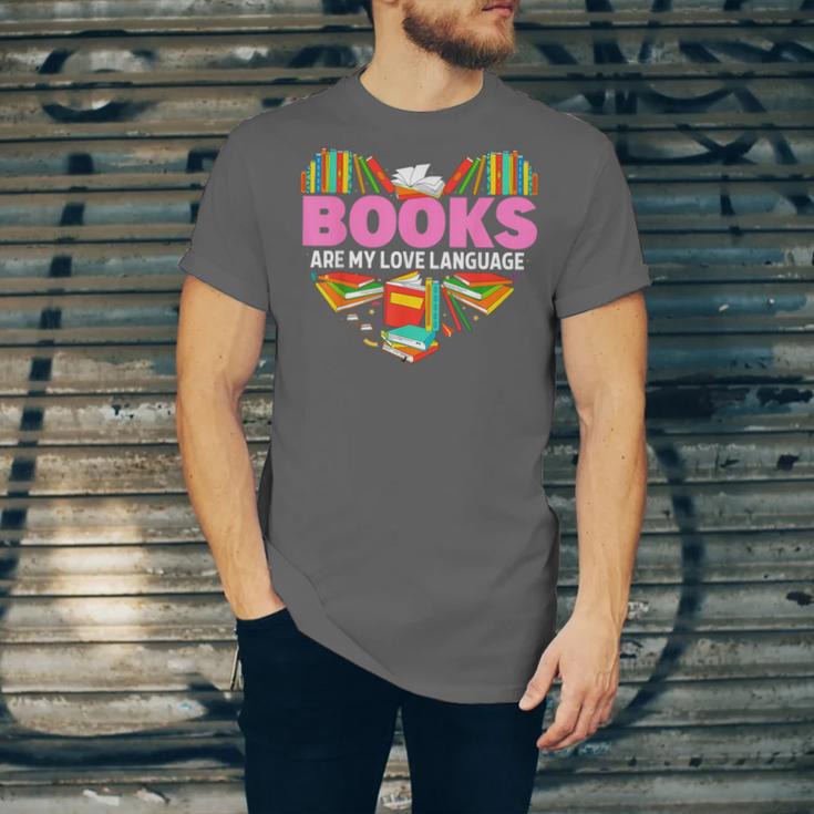 Books Are My Love Language Valentine's Day Reading Lover Unisex Jersey T-Shirt Books Are My Love Language Valentine's Day Reading Lover Unisex Jersey T-Shirt