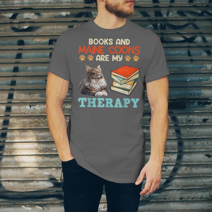 BOOKS AND MAINE COONS ARE MY THERAPY Main Coon Unisex Jersey T-Shirt