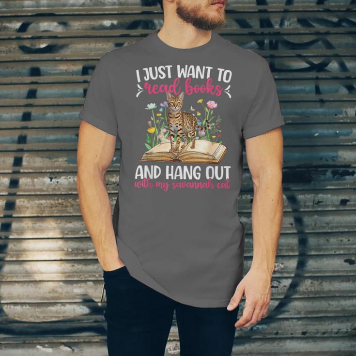 Books And My Savannah Cat Owner Savannah Cat Lover Unisex Jersey T-Shirt