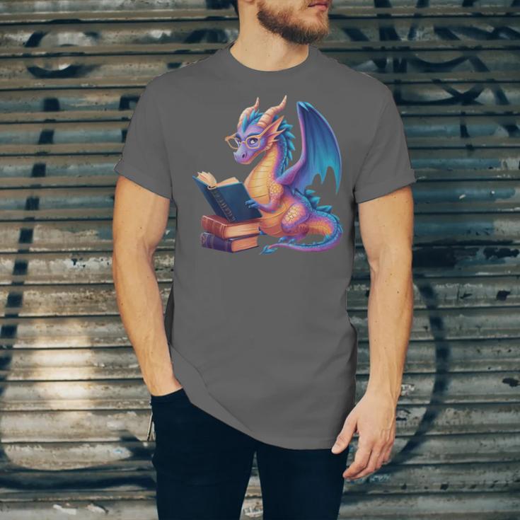 Bookworm Book Lover Women Girls Dragon Reading Unisex Jersey T-Shirt