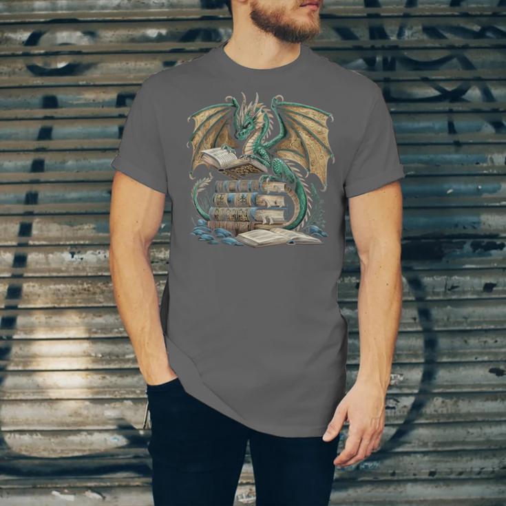 Bookworm Dragons Reading Book Dragons And Books Unisex Jersey T-Shirt