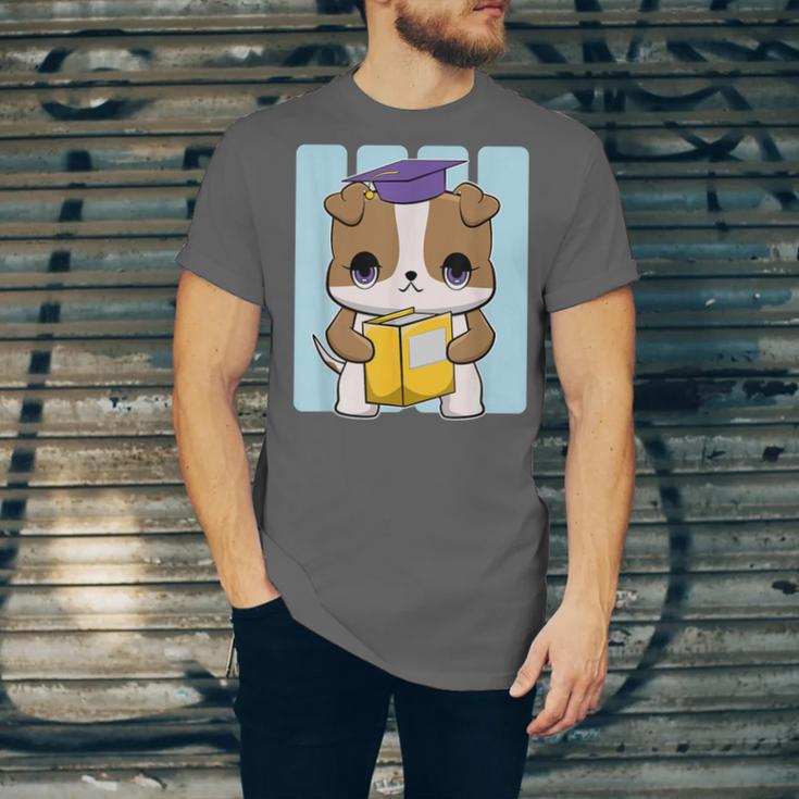 Bulldog Anime Pup Graduation Unisex Jersey T-Shirt