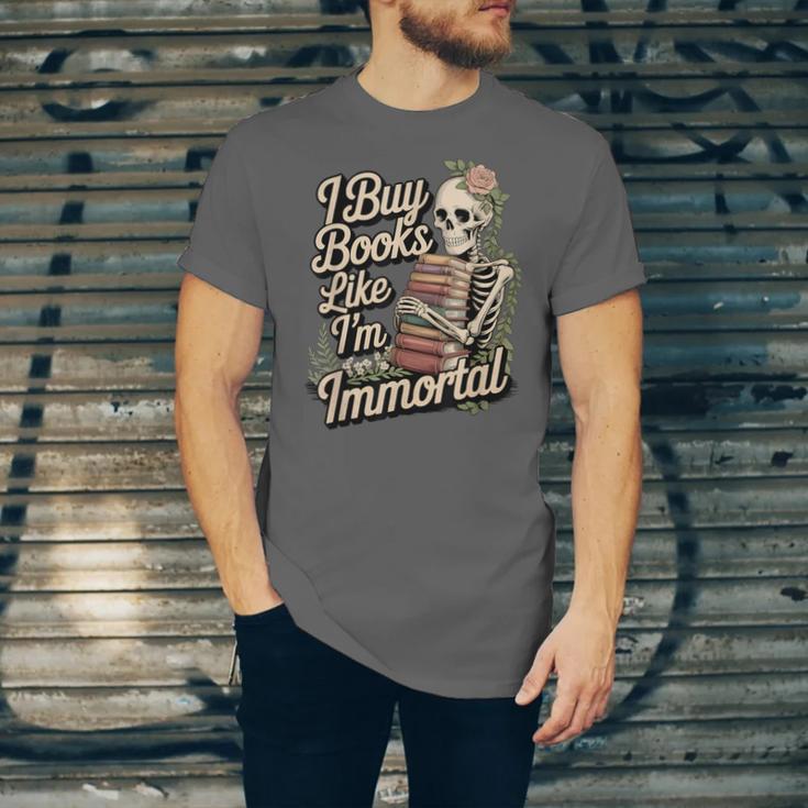 I Buy Books Like I'm Immortal Reader Meme Graphic Unisex Jersey T-Shirt